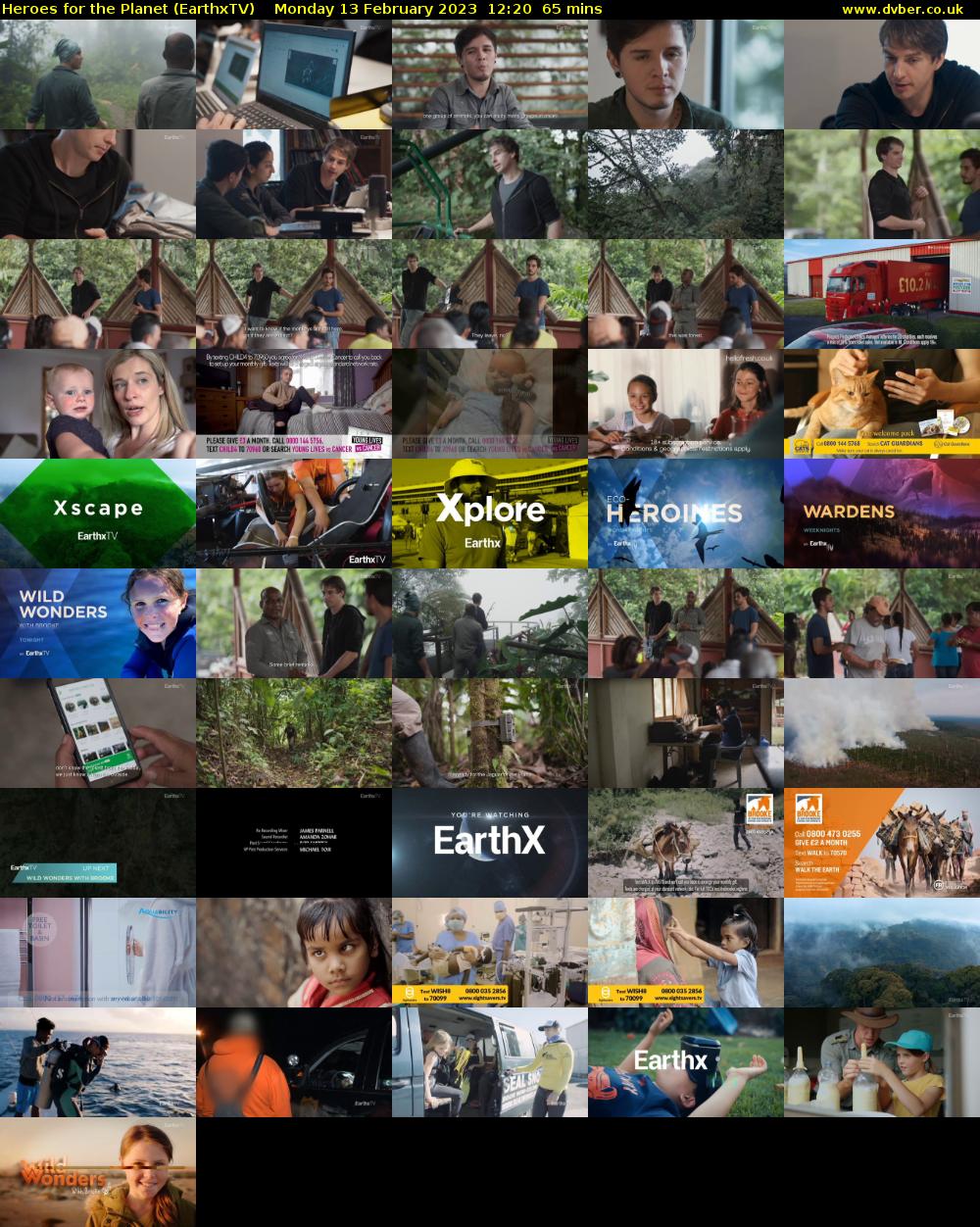 Heroes for the Planet (EarthxTV) Monday 13 February 2023 12:20 - 13:25