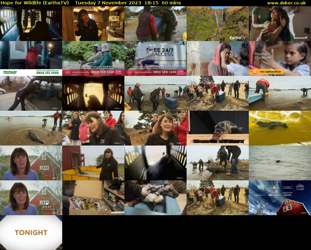 Hope for Wildlife (EarthxTV) Tuesday 7 November 2023 18:15 - 19:15