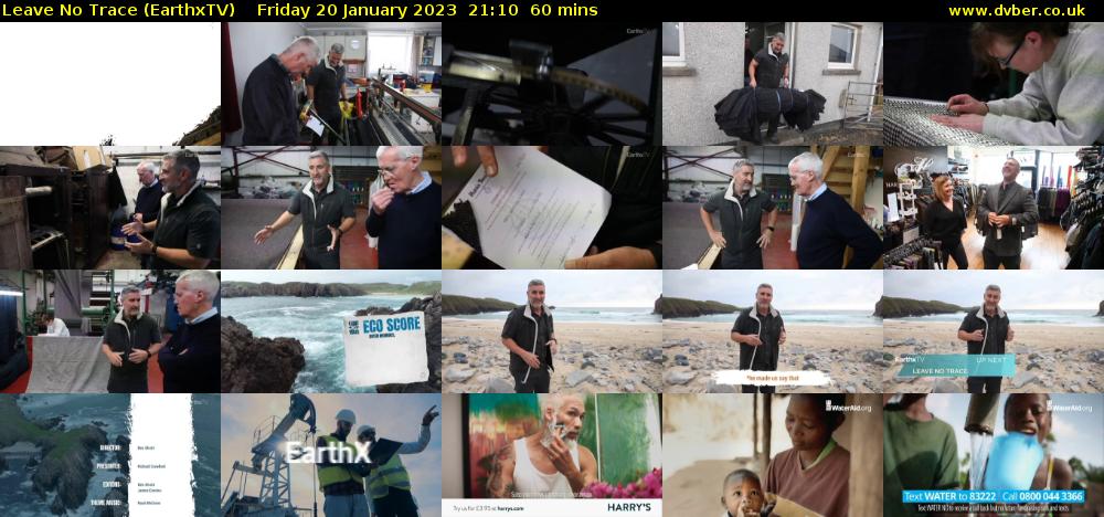 Leave No Trace (EarthxTV) Friday 20 January 2023 21:10 - 22:10