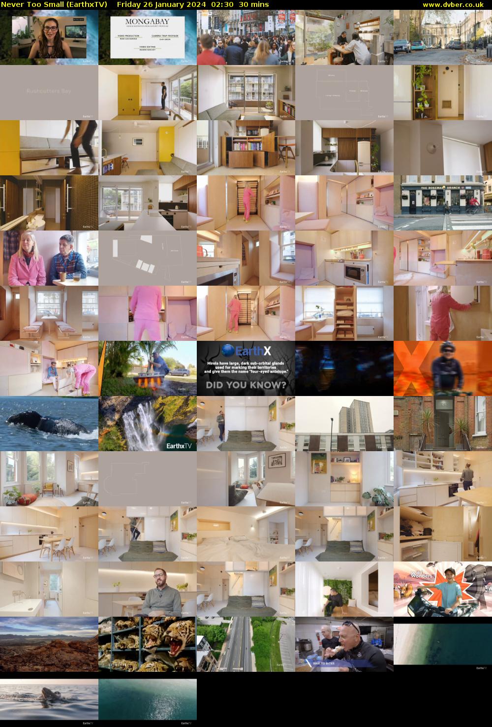 Never Too Small (EarthxTV) Friday 26 January 2024 02:30 - 03:00