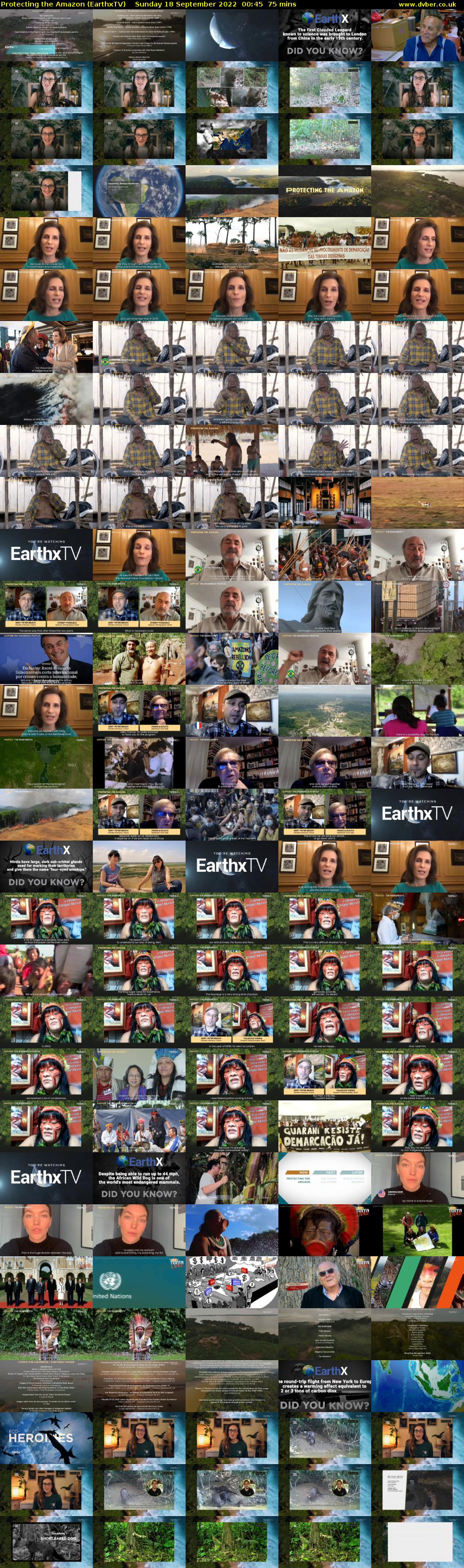 Protecting the Amazon (EarthxTV) Sunday 18 September 2022 00:45 - 02:00