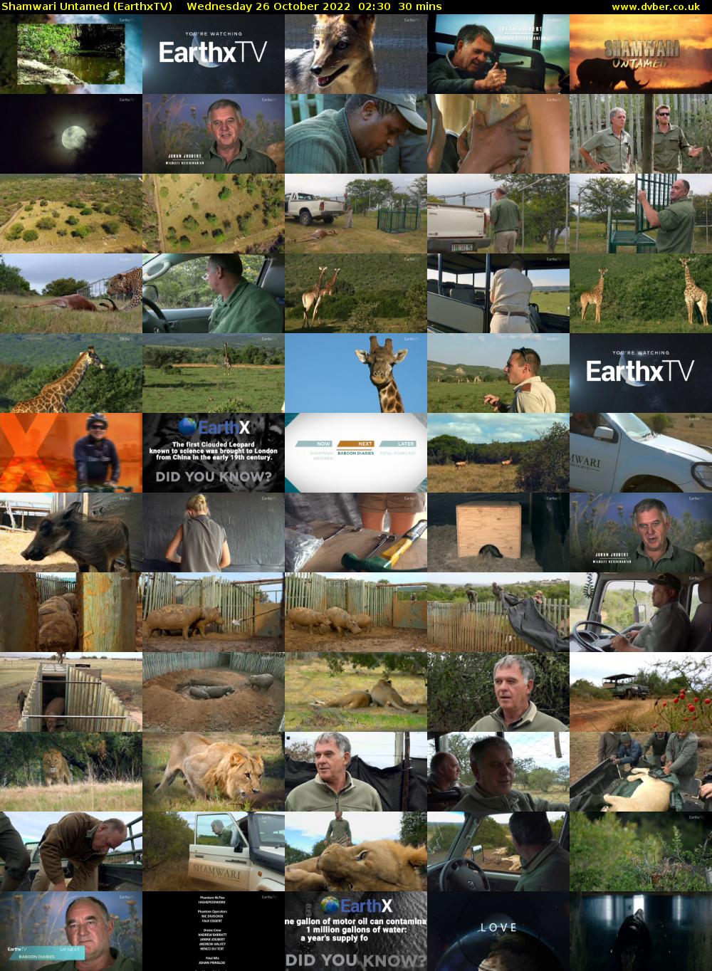 Shamwari Untamed (EarthxTV) Wednesday 26 October 2022 02:30 - 03:00