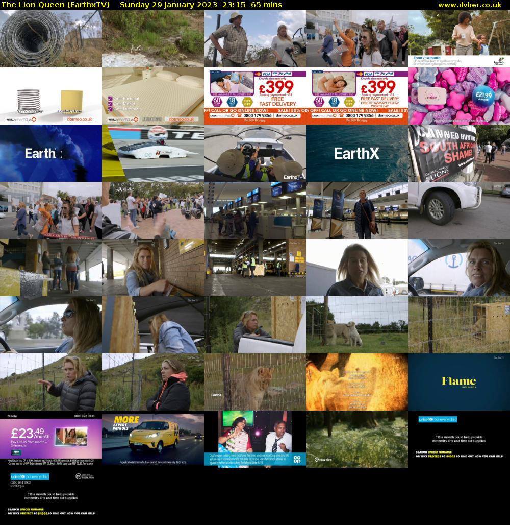 The Lion Queen (EarthxTV) Sunday 29 January 2023 23:15 - 00:20