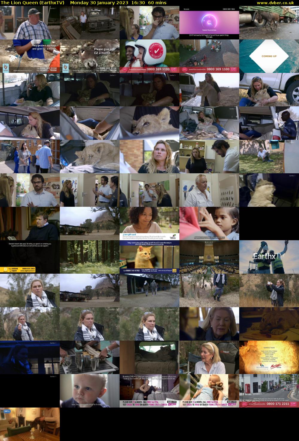The Lion Queen (EarthxTV) Monday 30 January 2023 16:30 - 17:30