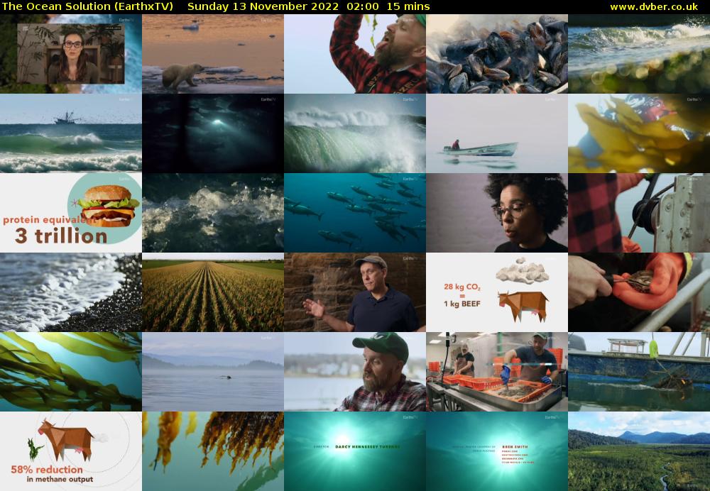 The Ocean Solution (EarthxTV) Sunday 13 November 2022 02:00 - 02:15