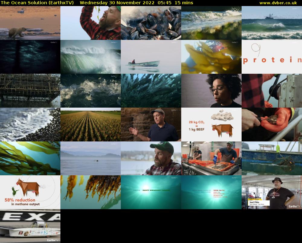 The Ocean Solution (EarthxTV) Wednesday 30 November 2022 05:45 - 06:00
