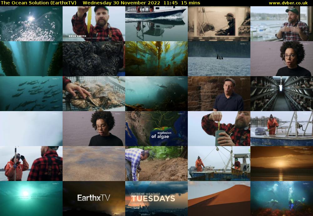 The Ocean Solution (EarthxTV) Wednesday 30 November 2022 11:45 - 12:00