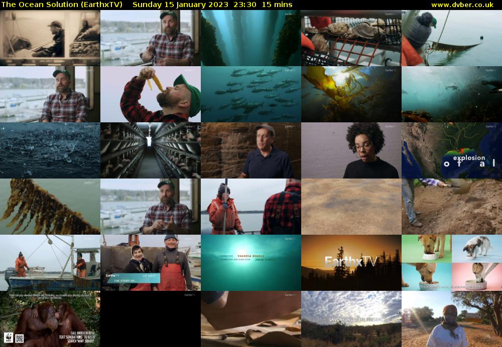 The Ocean Solution (EarthxTV) Sunday 15 January 2023 23:30 - 23:45