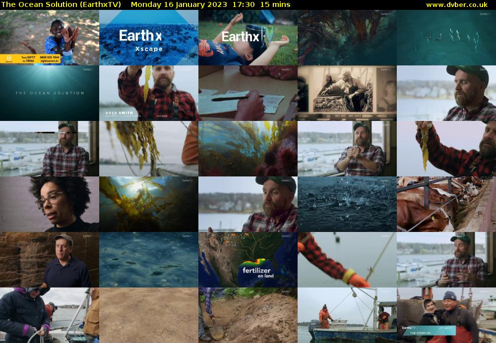 The Ocean Solution (EarthxTV) Monday 16 January 2023 17:30 - 17:45