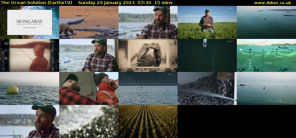 The Ocean Solution (EarthxTV) Sunday 29 January 2023 07:30 - 07:45