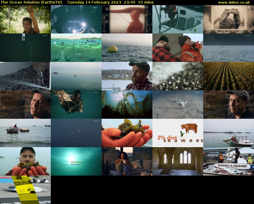The Ocean Solution (EarthxTV) Tuesday 14 February 2023 23:45 - 00:00