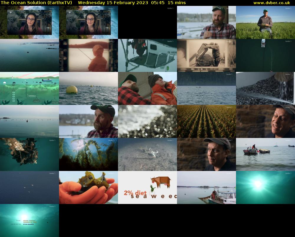 The Ocean Solution (EarthxTV) Wednesday 15 February 2023 05:45 - 06:00