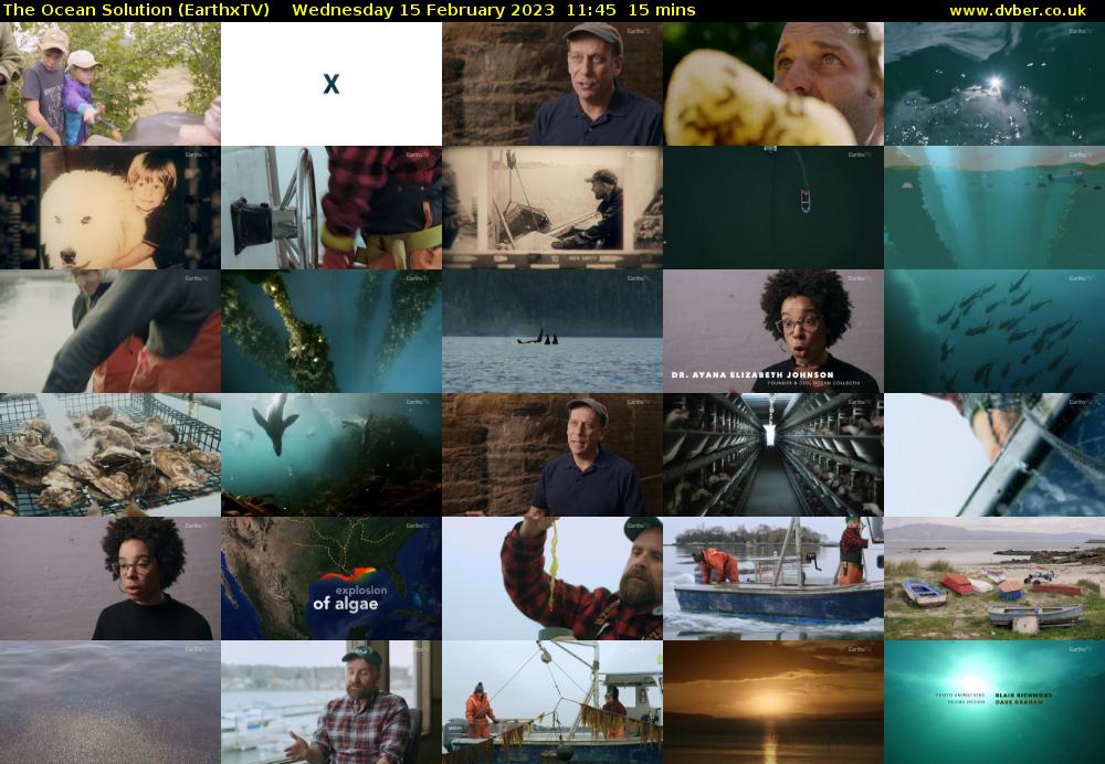 The Ocean Solution (EarthxTV) Wednesday 15 February 2023 11:45 - 12:00