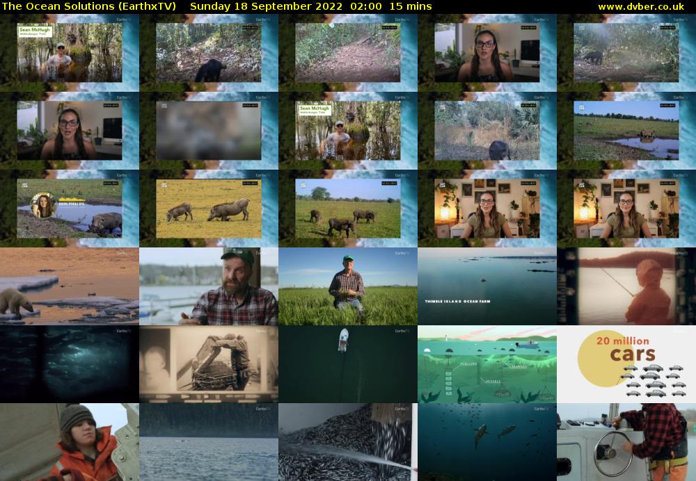 The Ocean Solutions (EarthxTV) Sunday 18 September 2022 02:00 - 02:15