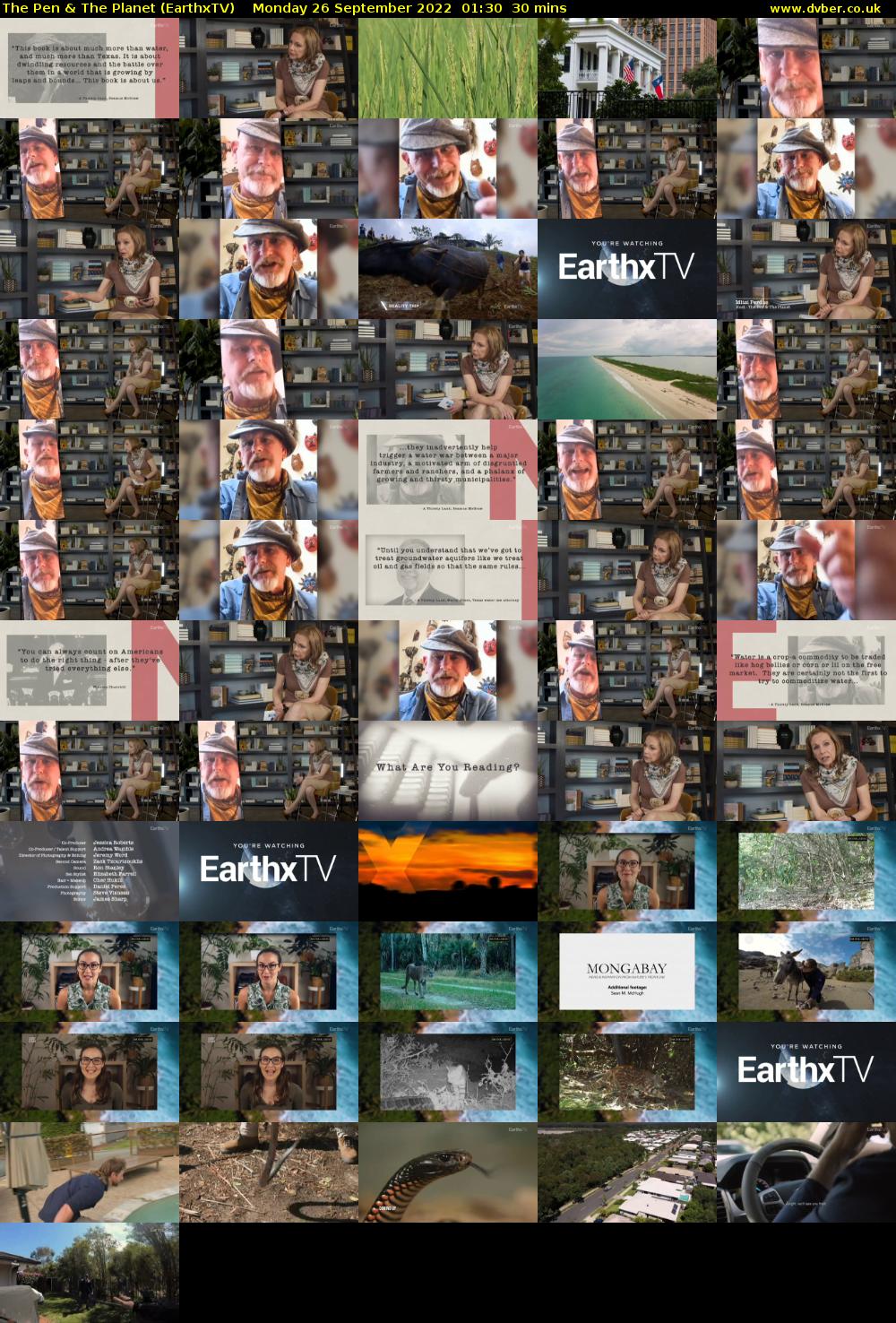 The Pen & The Planet (EarthxTV) Monday 26 September 2022 01:30 - 02:00