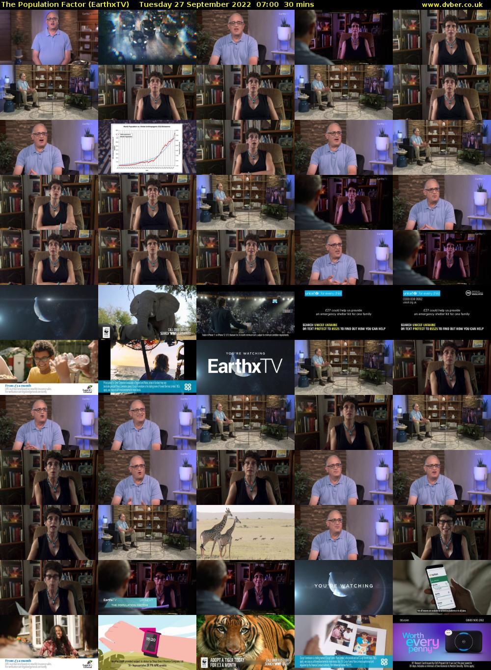 The Population Factor (EarthxTV) Tuesday 27 September 2022 07:00 - 07:30
