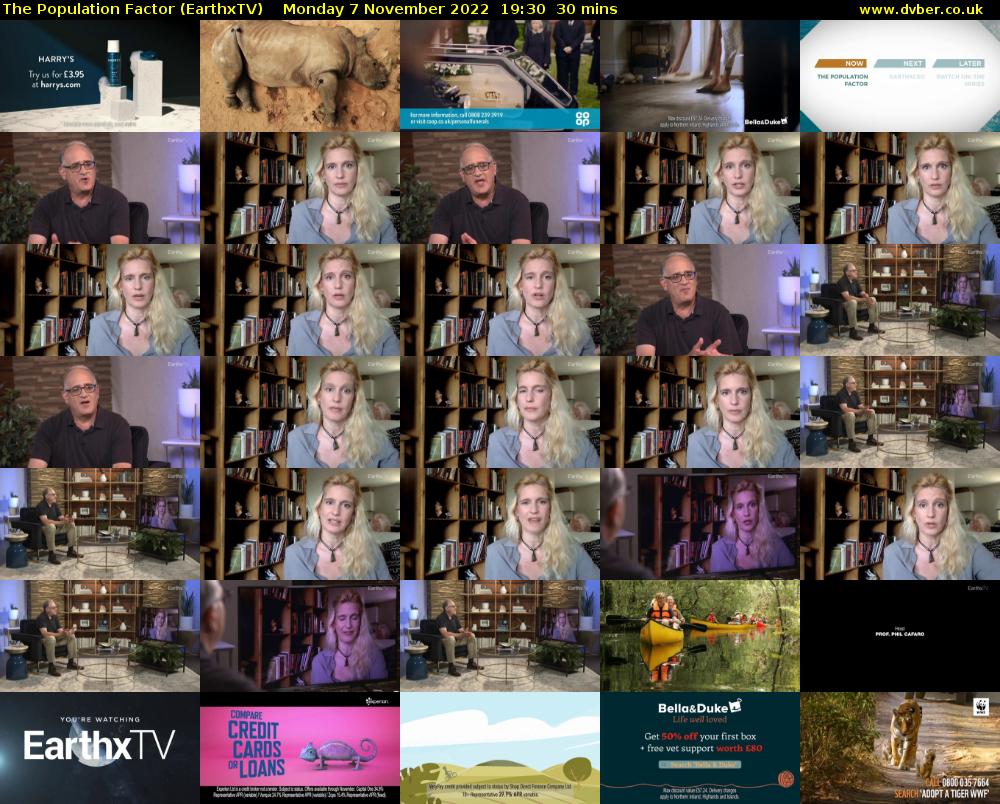 The Population Factor (EarthxTV) Monday 7 November 2022 19:30 - 20:00