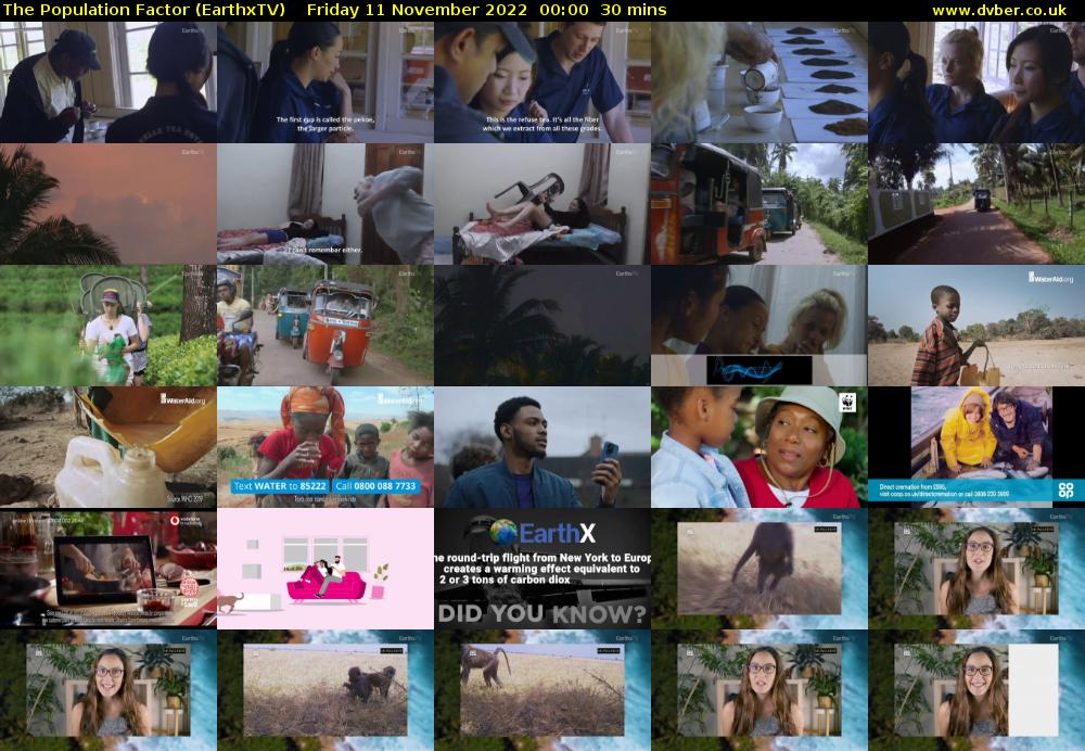 The Population Factor (EarthxTV) Friday 11 November 2022 00:00 - 00:30