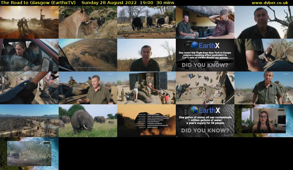 The Road to Glasgow (EarthxTV) Sunday 28 August 2022 19:00 - 19:30