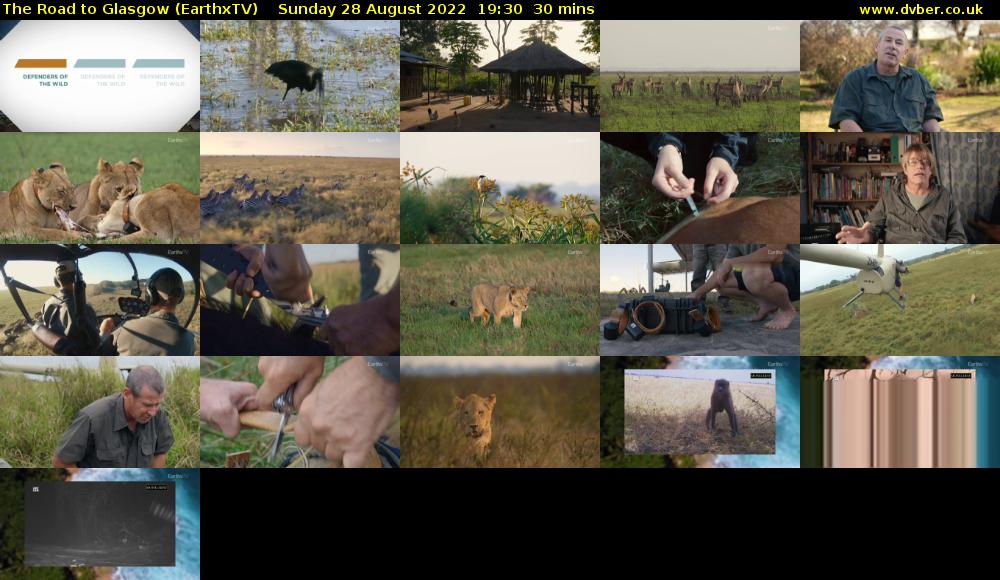 The Road to Glasgow (EarthxTV) Sunday 28 August 2022 19:30 - 20:00