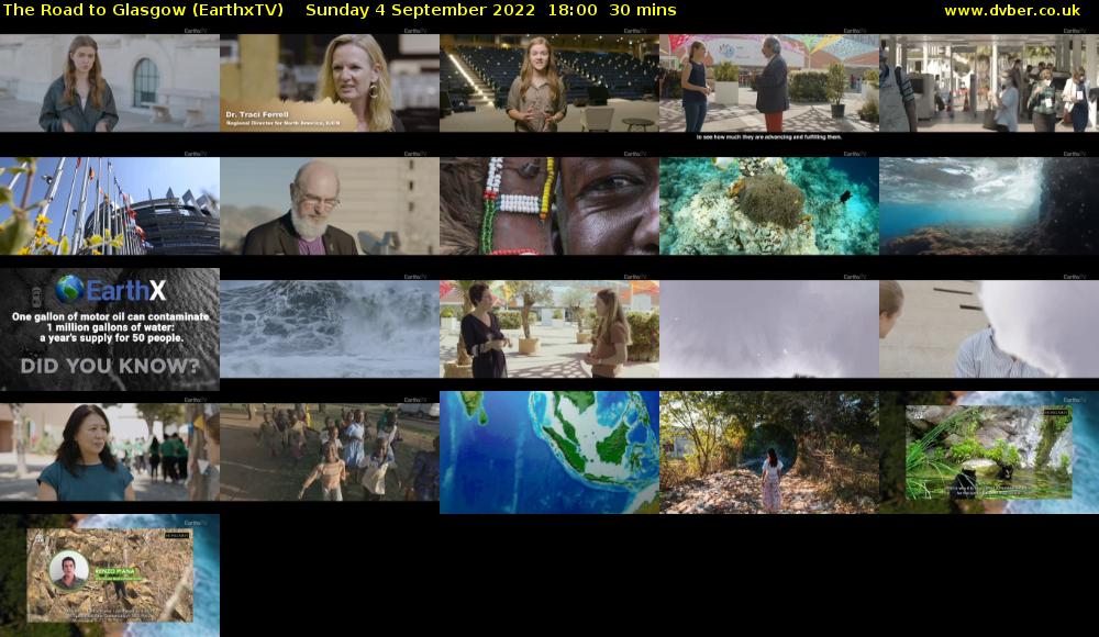 The Road to Glasgow (EarthxTV) Sunday 4 September 2022 18:00 - 18:30