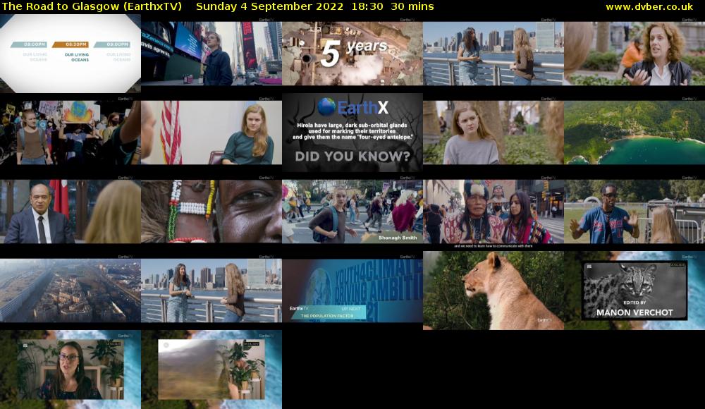 The Road to Glasgow (EarthxTV) Sunday 4 September 2022 18:30 - 19:00