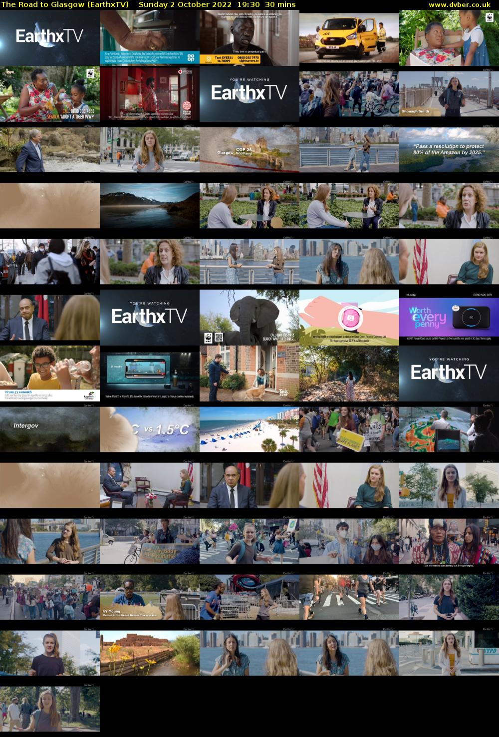 The Road to Glasgow (EarthxTV) Sunday 2 October 2022 19:30 - 20:00