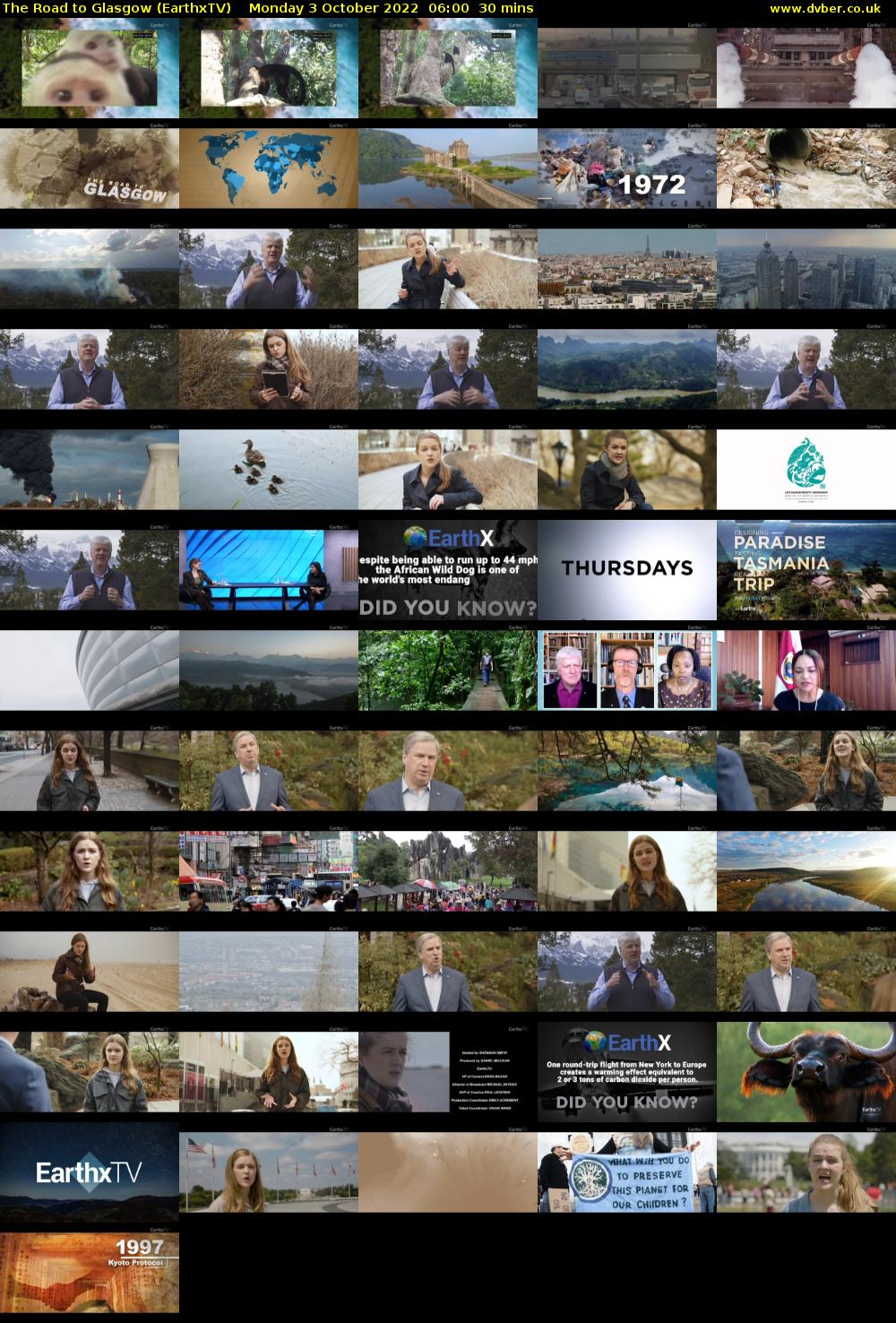 The Road to Glasgow (EarthxTV) Monday 3 October 2022 06:00 - 06:30