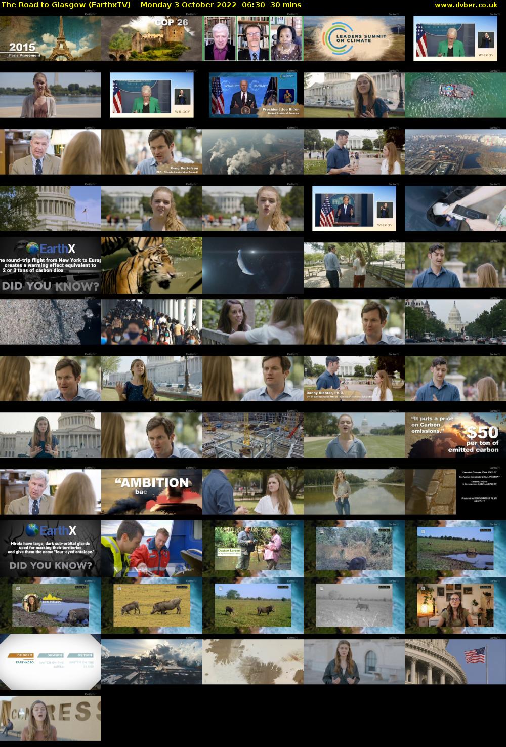The Road to Glasgow (EarthxTV) Monday 3 October 2022 06:30 - 07:00