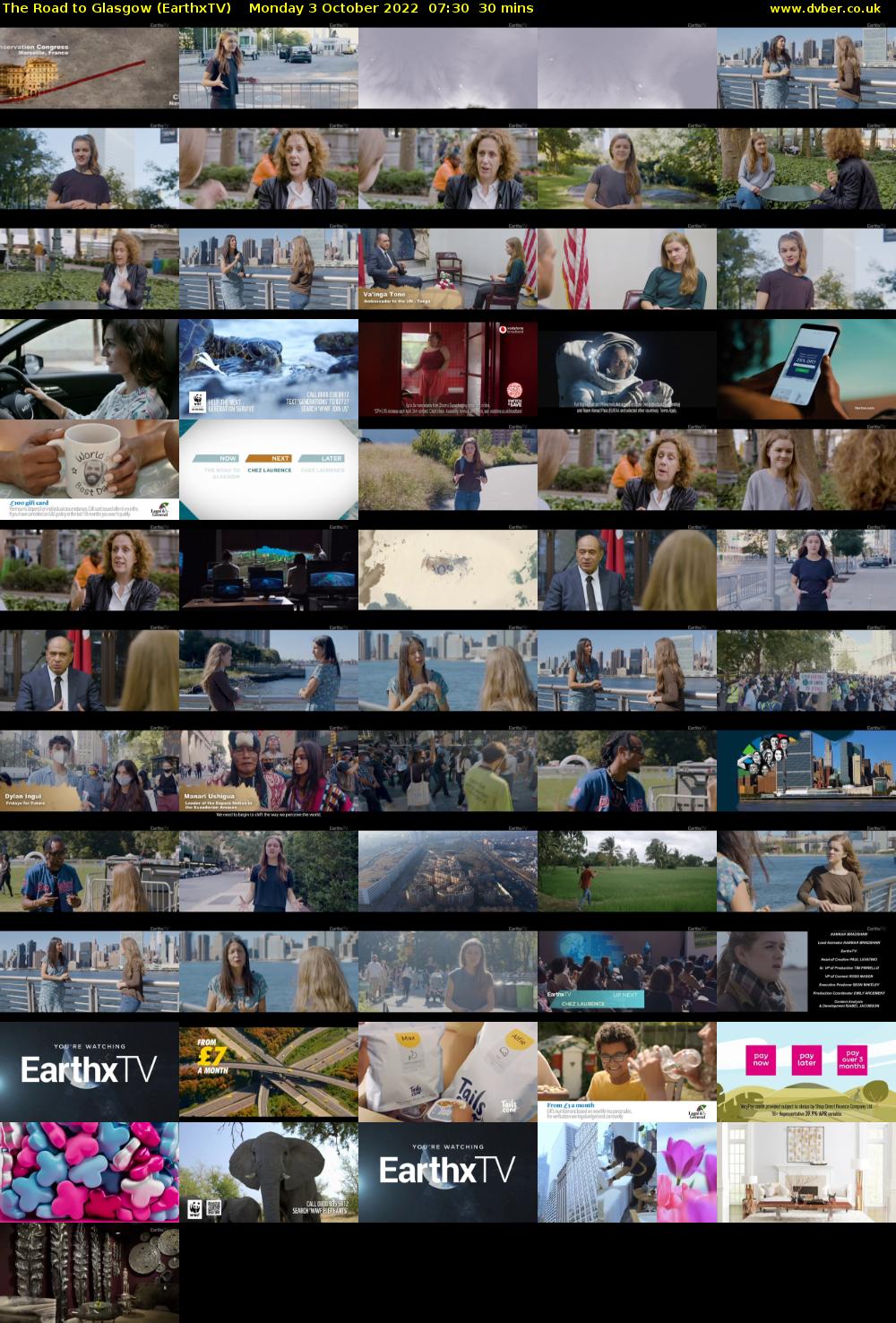 The Road to Glasgow (EarthxTV) Monday 3 October 2022 07:30 - 08:00
