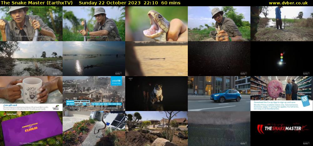 The Snake Master (EarthxTV) Sunday 22 October 2023 22:10 - 23:10
