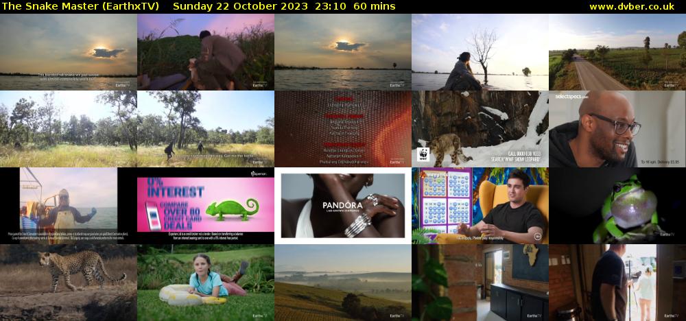 The Snake Master (EarthxTV) Sunday 22 October 2023 23:10 - 00:10