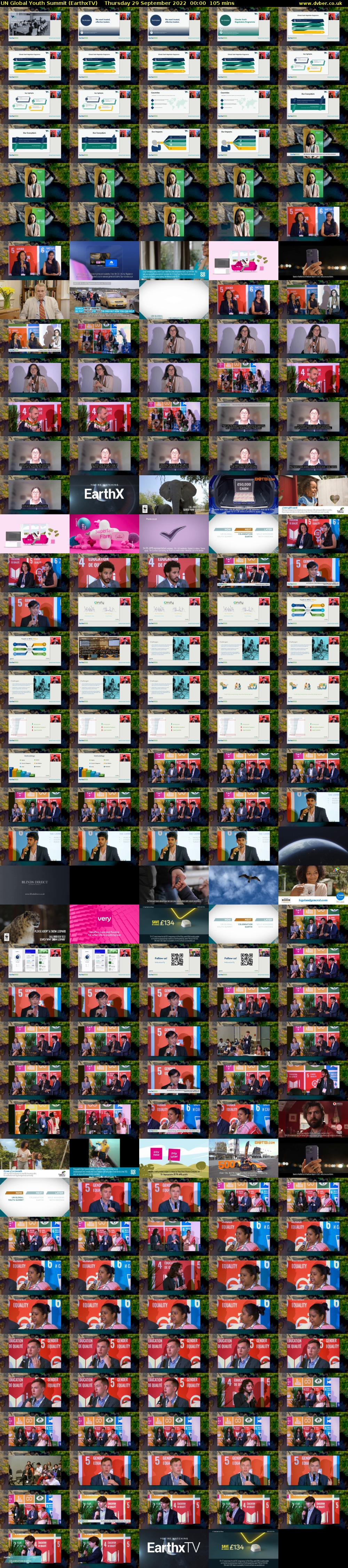 UN Global Youth Summit (EarthxTV) Thursday 29 September 2022 00:00 - 01:45
