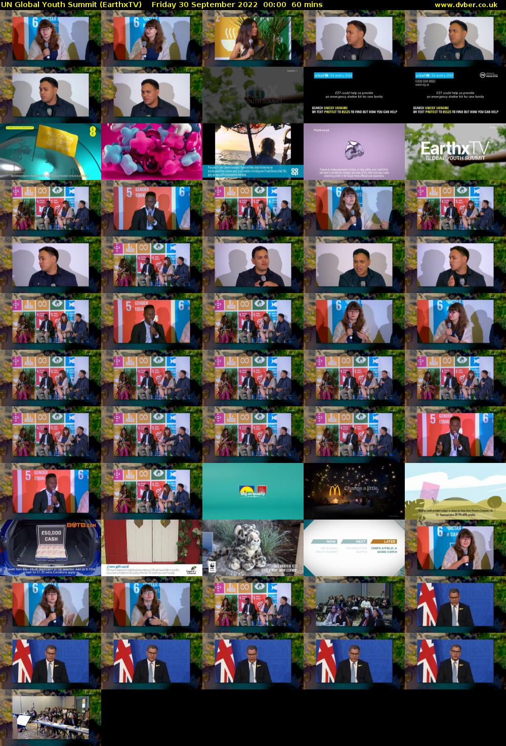 UN Global Youth Summit (EarthxTV) Friday 30 September 2022 00:00 - 01:00