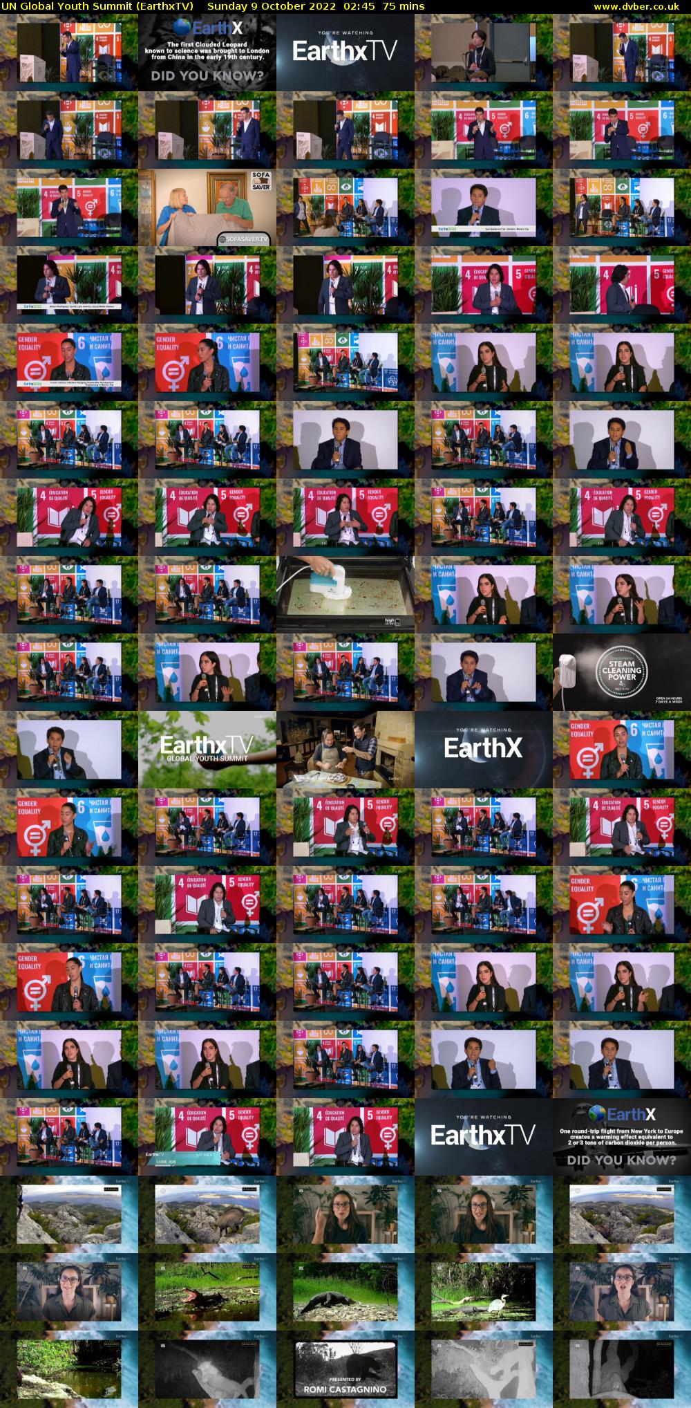 UN Global Youth Summit (EarthxTV) Sunday 9 October 2022 02:45 - 04:00