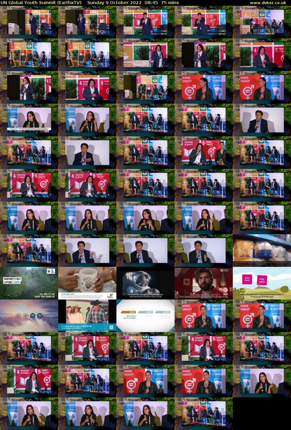 UN Global Youth Summit (EarthxTV) Sunday 9 October 2022 08:45 - 10:00