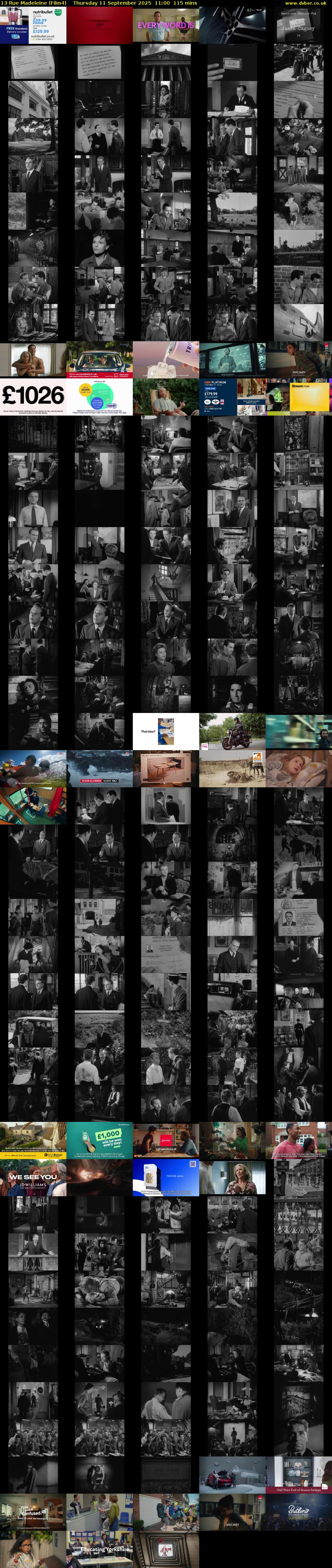 13 Rue Madeleine (Film4) Thursday 11 September 2025 11:00 - 12:55