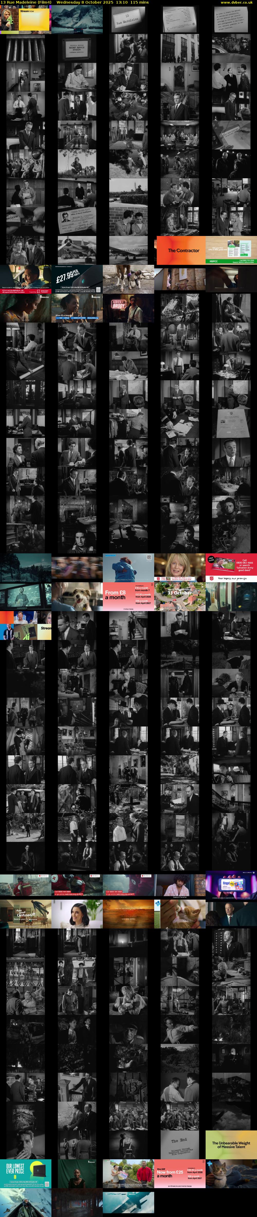 13 Rue Madeleine (Film4) Wednesday 8 October 2025 13:10 - 15:05