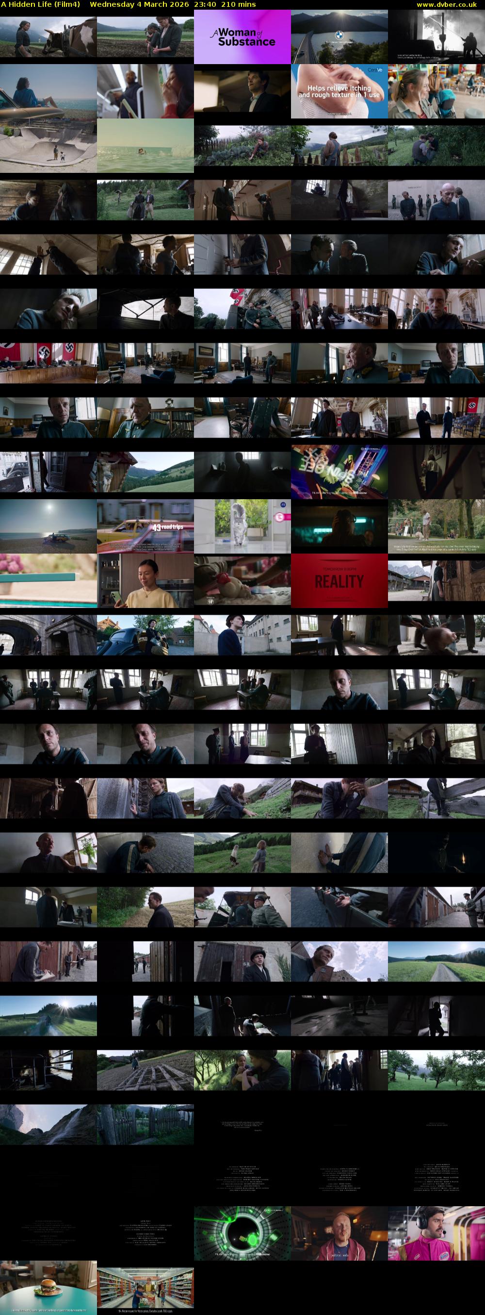 A Hidden Life (Film4) Wednesday 4 March 2026 23:40 - 03:10