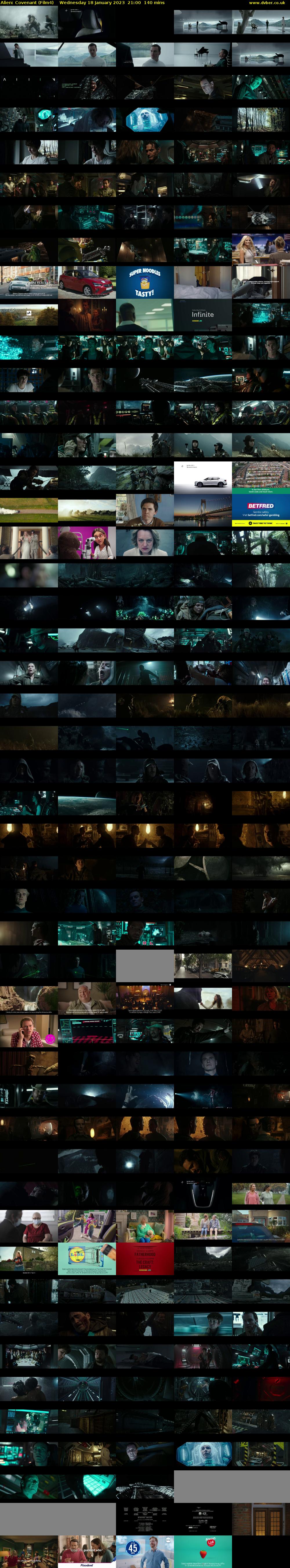 Alien: Covenant (Film4) Wednesday 18 January 2023 21:00 - 23:20