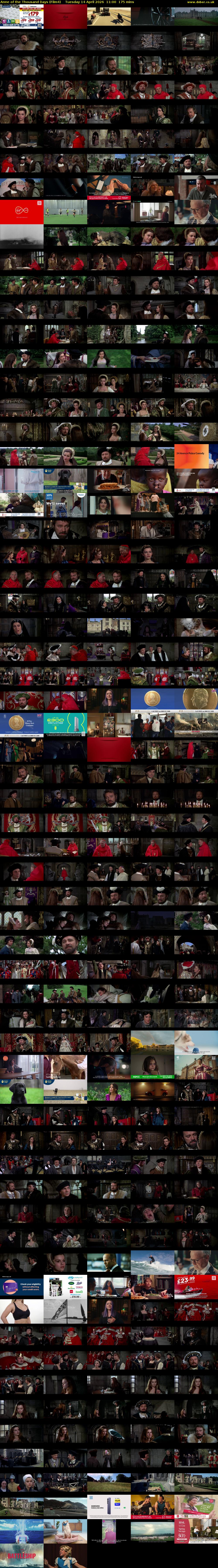Anne of the Thousand Days (Film4) Tuesday 14 April 2026 11:00 - 13:55