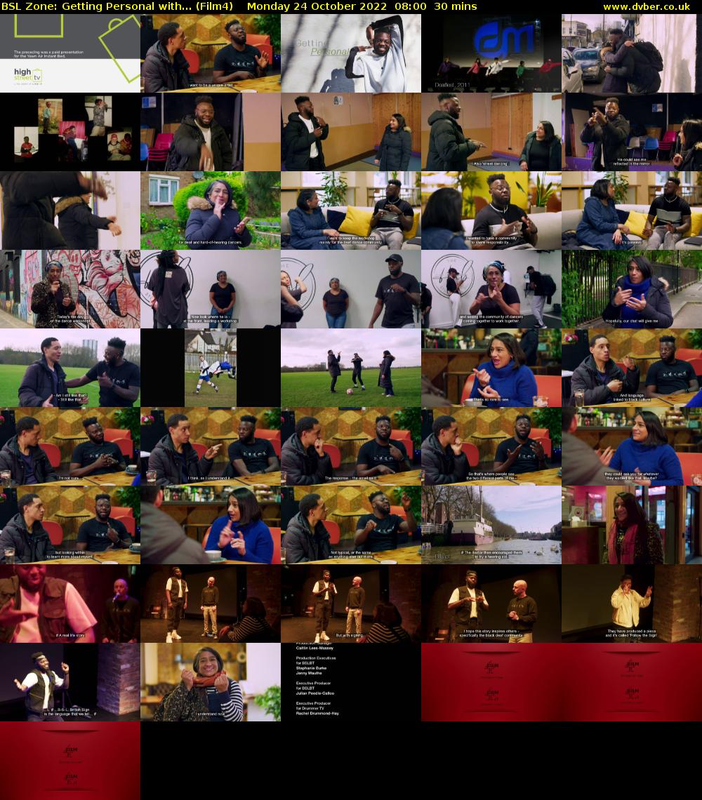 BSL Zone: Getting Personal with... (Film4) Monday 24 October 2022 08:00 - 08:30