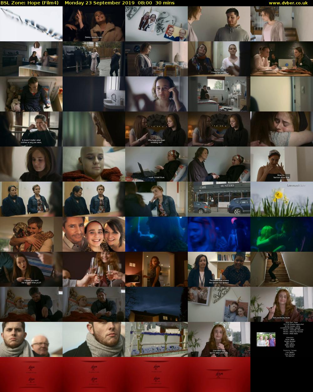 BSL Zone: Hope (Film4) Monday 23 September 2019 08:00 - 08:30
