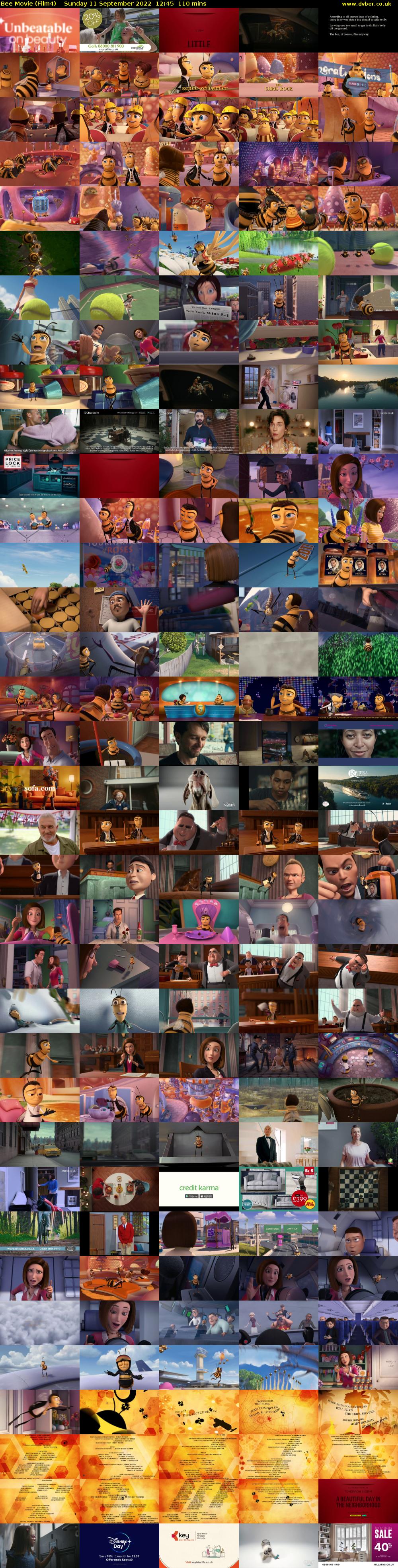 Bee Movie (Film4) Sunday 11 September 2022 12:45 - 14:35