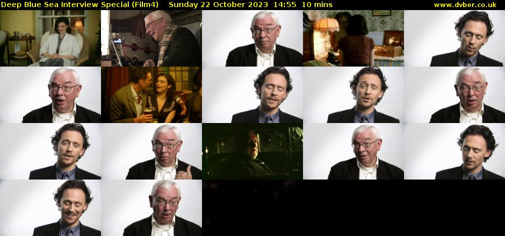 Deep Blue Sea Interview Special (Film4) Sunday 22 October 2023 14:55 - 15:05
