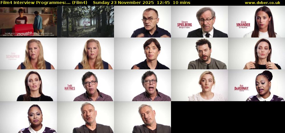 Film4 Interview Programmes:... (Film4) Sunday 23 November 2025 12:45 - 12:55