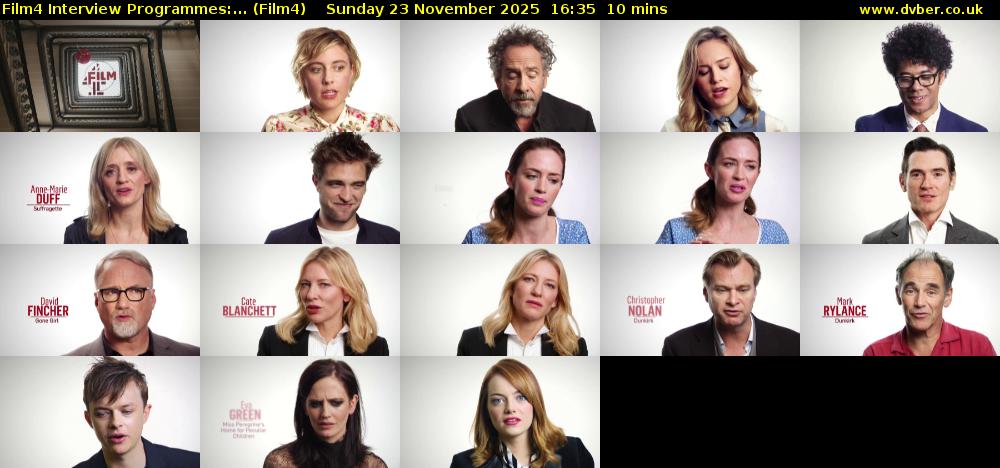 Film4 Interview Programmes:... (Film4) Sunday 23 November 2025 16:35 - 16:45