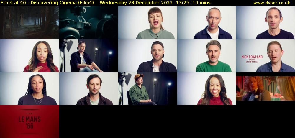 Film4 at 40 - Discovering Cinema (Film4) Wednesday 28 December 2022 13:25 - 13:35