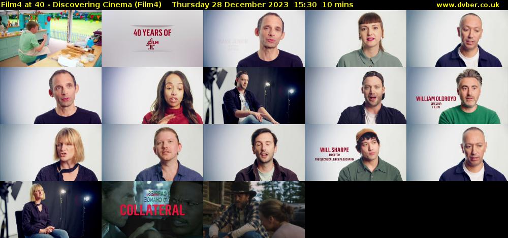 Film4 at 40 - Discovering Cinema (Film4) Thursday 28 December 2023 15:30 - 15:40