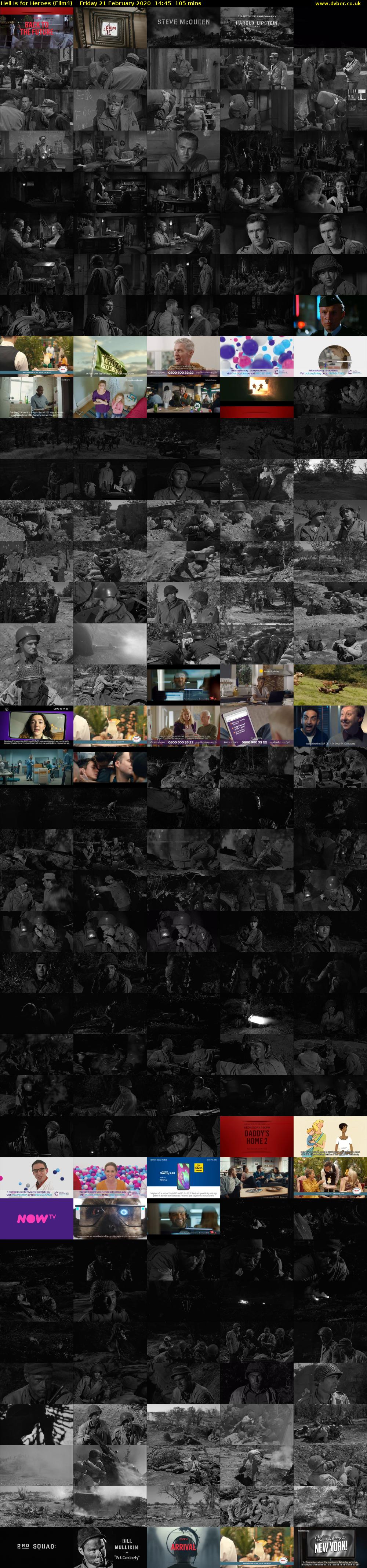 Hell Is for Heroes (Film4) Friday 21 February 2020 14:45 - 16:30
